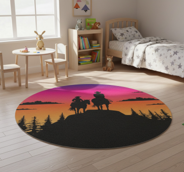 Vinyl teppich tiere berge wildwest und pferde - TenStickers