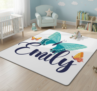 Vinyl teppich tiere bunte schmetterlinge mit namen - TenStickers