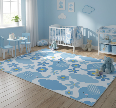 Vinyl teppich tiere blaue baby-elefanten - TenStickers