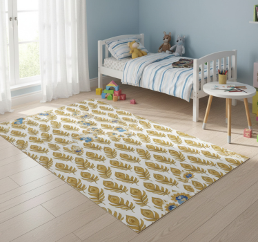Vinyl teppich tiere blauer truthahn mit goldenen blumen - TenStickers