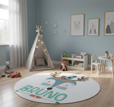 Vinyl teppich tiere blaues nordisches reh mit namen - TenStickers