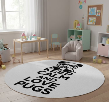 Vinyl teppich tiere bleib ruhig und liebe möpse - TenStickers