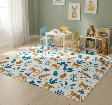 Vinyl teppich tiere botanisch und leoparden - TenStickers