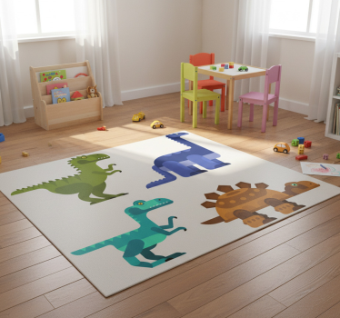 Vinyl teppich tiere bunte bewegende dinosaurier - TenStickers