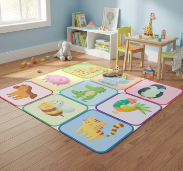 Vinyl teppich tiere bunte fliesen - TenStickers