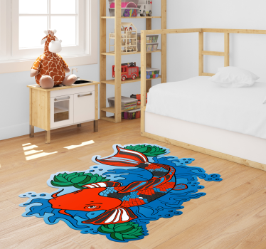 Bunte Koi-Fisch-Illustration Vinyl Teppich Tiere - TenStickers