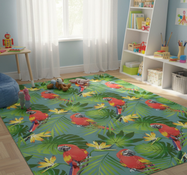 Vinyl teppich tiere bunte papageien auf blauem hintergrund - TenStickers