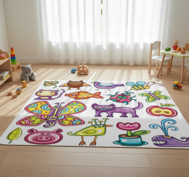 Vinyl teppich tiere im bunten stil - TenStickers