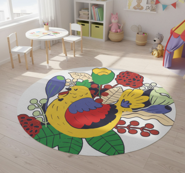 Vinyl teppich tiere bunte vögel mit blumen - TenStickers