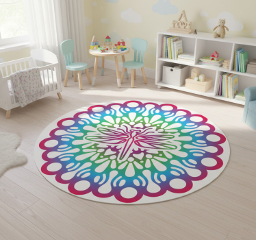 Vinyl teppich tiere buntes libellen mandala - TenStickers