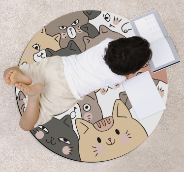 Vinyl Teppich Tiere cartoon-katzengesichter - TenStickers