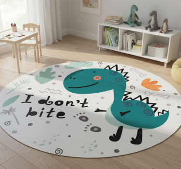 Vinyl teppich tiere dinosaurier grün lächelnd - TenStickers
