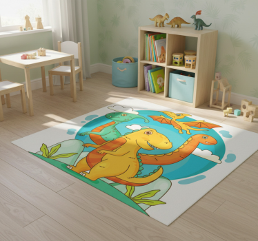 Vinyl teppich tiere dinosaurier im dschungel - TenStickers
