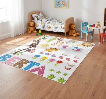 Vinyl teppich tiere dschungelbaum mit namen - TenStickers