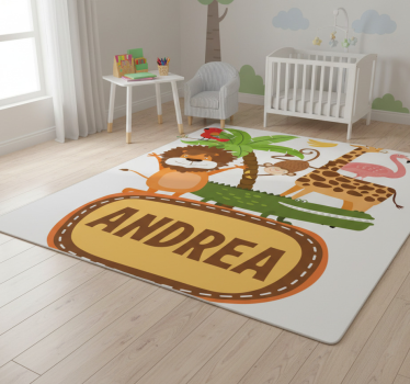 Vinyl teppich tiere dschungelbaumtiere mit namen - TenStickers