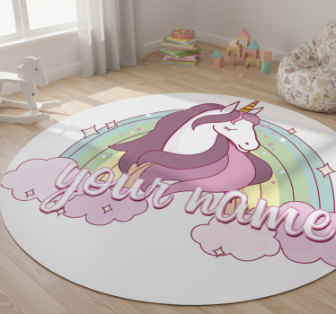 Vinyl teppich tiere einhorn in pink mit namen - TenStickers