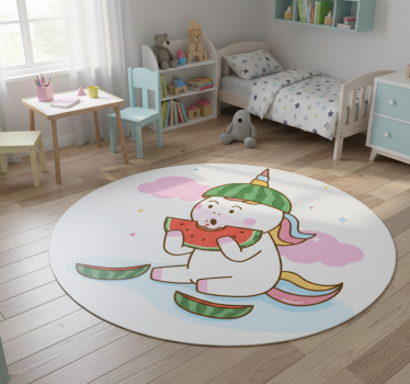 Vinyl teppich tiere einhorn mit wassermelone - TenStickers