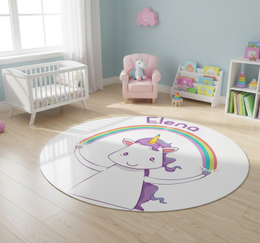 Vinyl teppich tiere einhorn und regenbogen mit namen - TenStickers