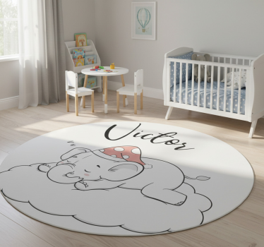 Vinyl teppich tiere elefant in den wolken mit namen - TenStickers