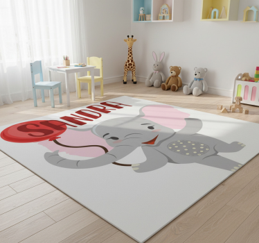 Vinyl teppich tiere elefant und ballon - TenStickers