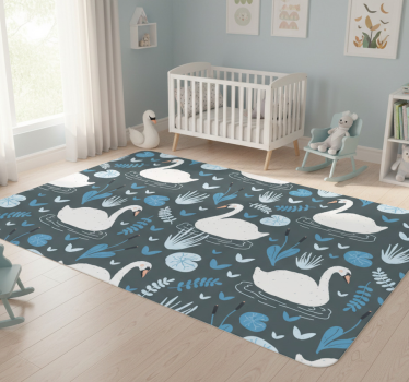 Vinyl teppich tiere elegantes muster mit weißen schwänen - TenStickers