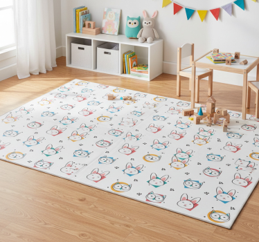 Vinyl teppich tiere eulen und kaninchen muster - TenStickers