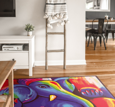 Vinyl Teppich Tiere farbenfrohe elefantenkunst - TenStickers