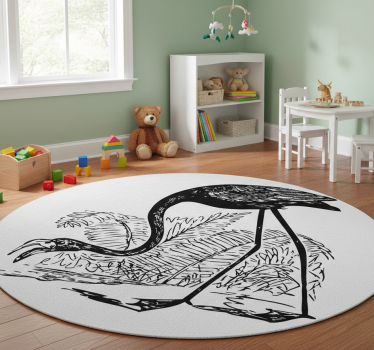 Vinyl teppich tiere flamingo mit farnen - TenStickers