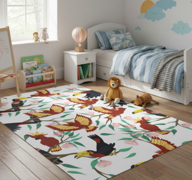 Vinyl teppich tiere fliegende papageien und tukan - TenStickers