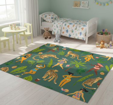 Vinyl teppich tiere mit frauen und leopardenmuster - TenStickers