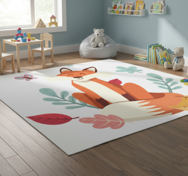 Vinyl teppich tiere fuchs mit herbstblättern - TenStickers