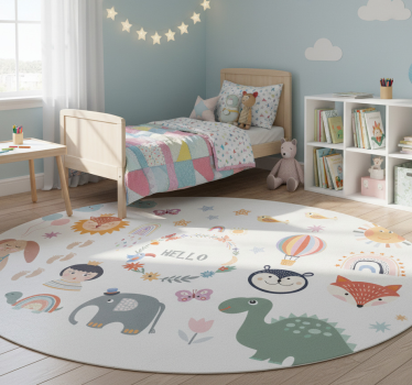 Vinyl teppich tiere für kinder mit blumenmuster - TenStickers