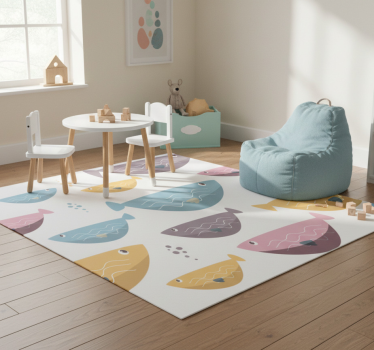 Vinyl teppich tiere mit bunten fischen für kinder - TenStickers