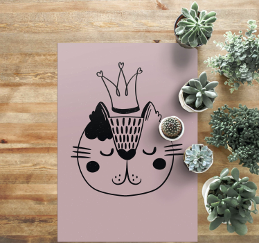 Vinyl Teppich Tiere gekrönte katzenillustration - TenStickers