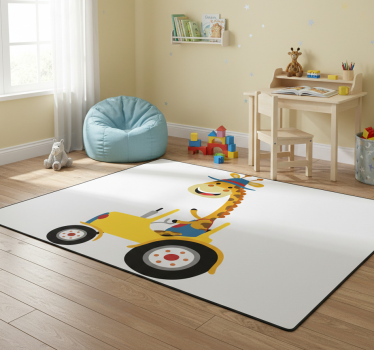 Vinyl teppich tiere glückliche giraffe traktor - TenStickers