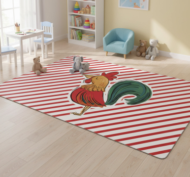 Vinyl teppich tiere im bunten design mit hahn - TenStickers