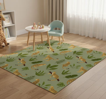 Vinyl teppich tiere im floralen dschungel leoparden design - TenStickers