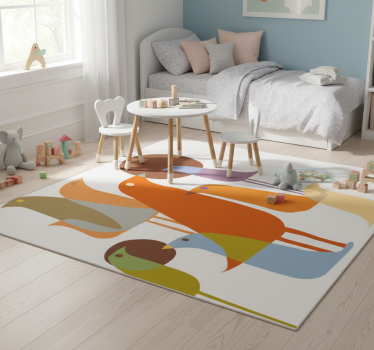 Vinyl teppich tiere im minimalistischen stil vögel - TenStickers