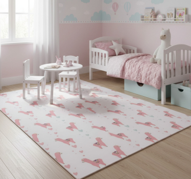 Vinyl teppich tiere im pinken lama-muster - TenStickers