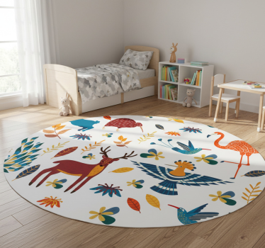 Vinyl teppich tiere im tengango stil mit pflanzen - TenStickers