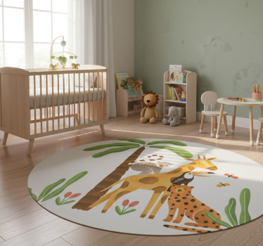 Vinyl teppich tiere im verspielten dschungel design - TenStickers