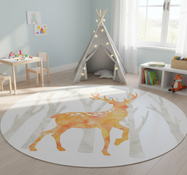 Vinyl teppich tiere im winterstil mit reh - TenStickers