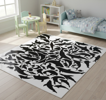 Vinyl teppich tiere in maritimen schwarz - TenStickers