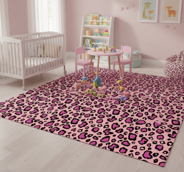 Vinyl teppich tiere in pink-schwarzem leopardenmuster - TenStickers