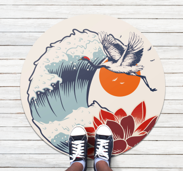 Vinyl Teppich Tiere kran ozean sonnenuntergang - TenStickers