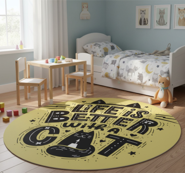 Vinyl teppich tiere leben ist besser mit katze - TenStickers