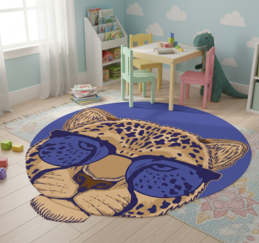 Vinyl teppich tiere leopard mit brille - TenStickers