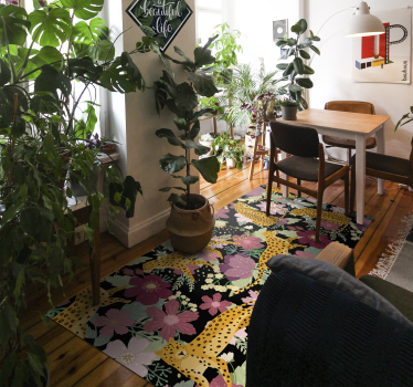 Vinyl Teppich Tiere leoparden-blumenmuster - TenStickers