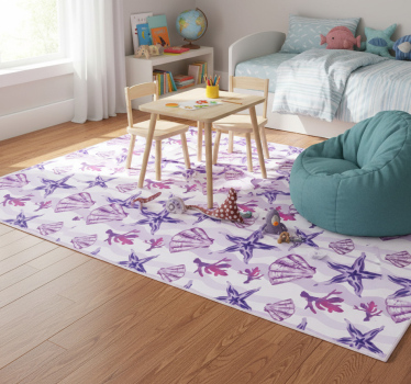 Vinyl teppich tiere lila muschel und seestern - TenStickers