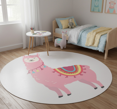 Vinyl teppich tiere llama rosa - TenStickers
